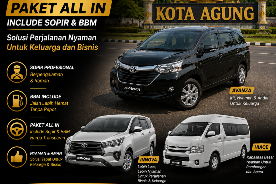 Rental Mobil Kota Agung Paket All In Include Sopir & BBM, Solusi Perjalanan Nyaman Untuk Keluarga dan Bisnis
